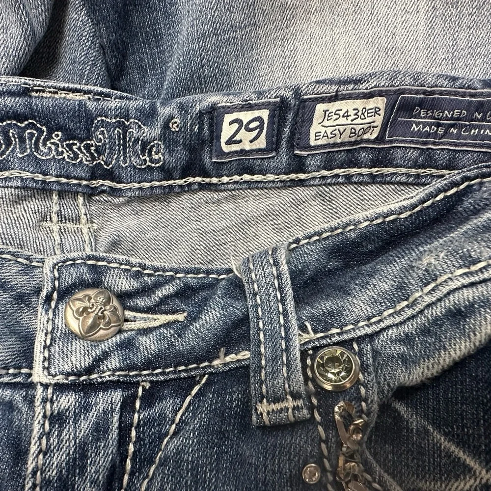 Miss Me Easy Boot Cut Blue Jeans Women’s 29 Embellished Pockets Denim Y2K